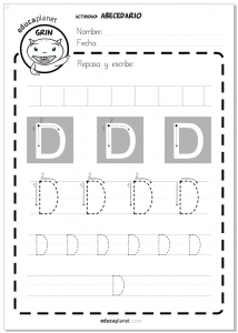 Ficha letras para imprimir - aprender a leer - Worksheet - Alphabet Spanish letter D