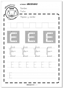 Aprender a leer con GRIN imprime las fichas de las letras del alfabeto - Actividad lectoescritura Letra E