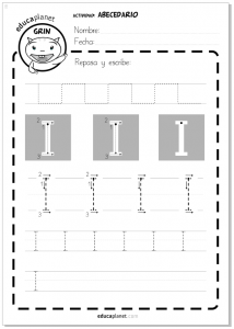 Fichas grafomotricidad 4 años Abecedario - Lectoescritura letra I