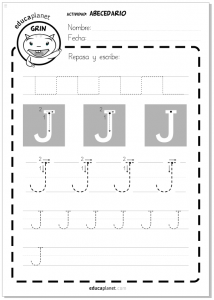 Grafomotricidad -fichas letras - Actividad lectoescritura abecedario - Letra J