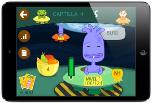Leo con Grin - aliens para aprender a leer jugando con apps en tablets 