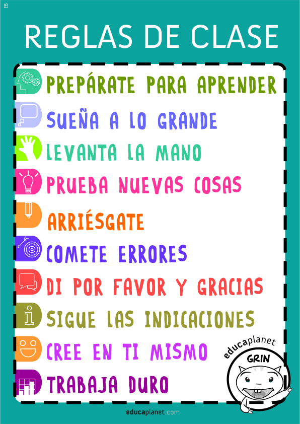 Poster para el aula: reglas de clase