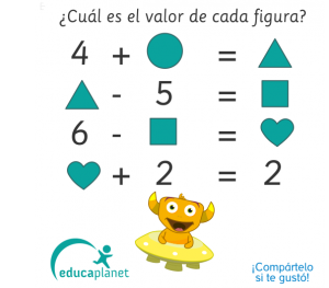 sumas matemáticas figuras acertijo 