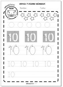 matemáticas escribir primeros números grafomotricidad 10 Educaplanet 