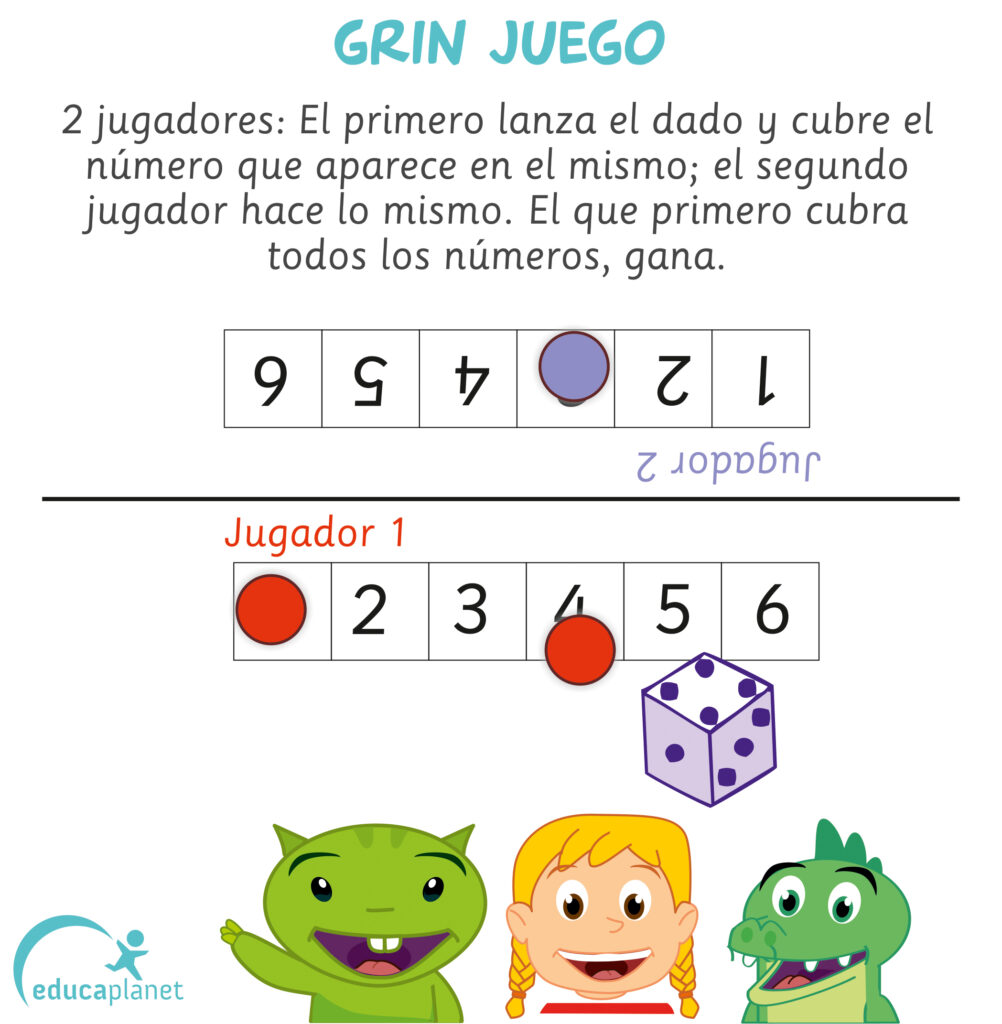 Juego dados primeros números Educaplanet