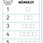 Actividad ficha imprimir números 1-5 Preescolar matemáticas