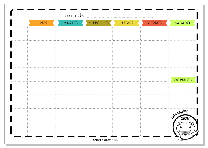 Horario semanal para peques