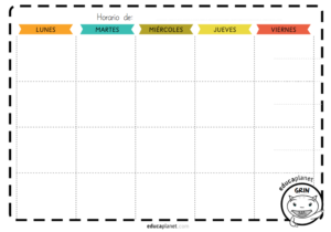 horario semanal deberes lunes a viernes