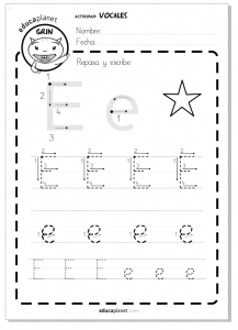 Aprender a leer y escribir vocales ficha worksheet E e