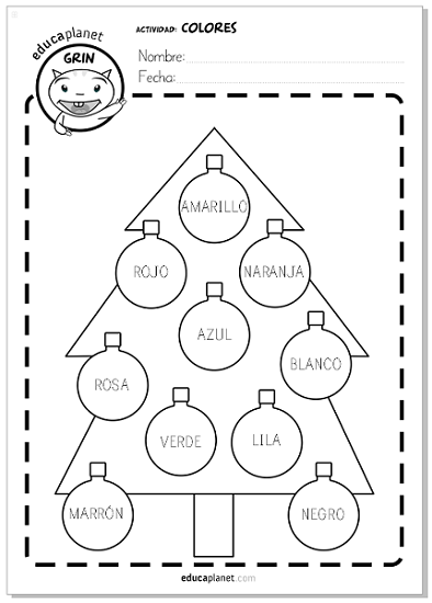 Ficha actividad colores en Navidad abeto