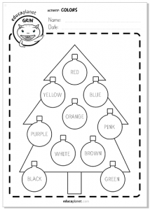 Colors Worksheet Christmas