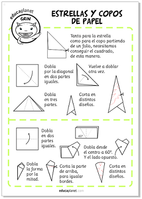 estrellas de papel y copos de papel origami