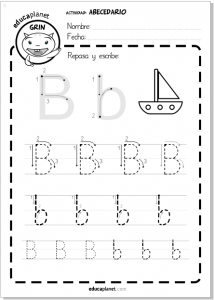 aprender a leer abecedario: escribir b