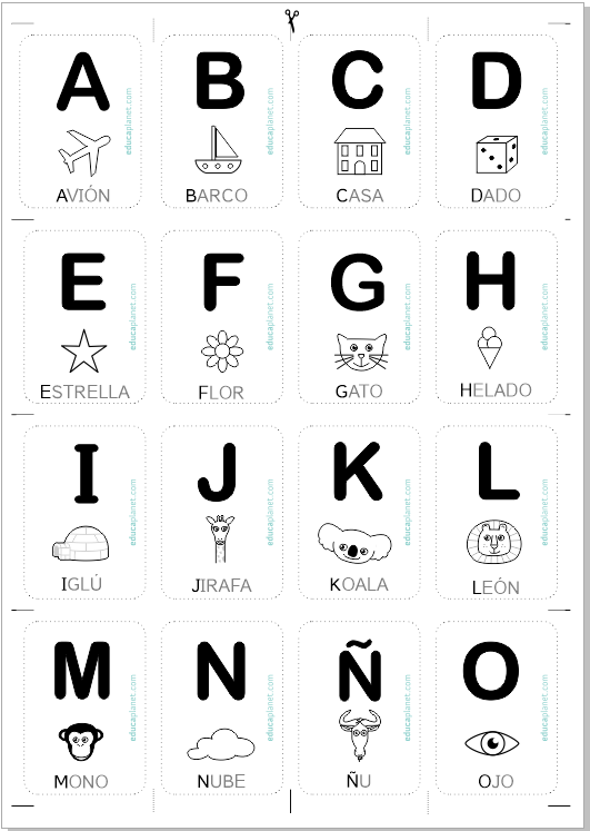 Pronombre Cierto Redundante Tarjetas abecedario - aprender a leer jugando con letras GRATIS EDUCAPLANET  APPS