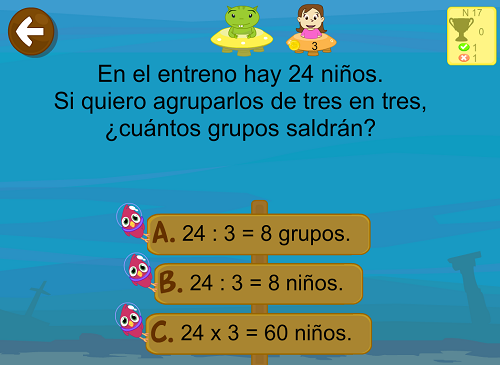 Problemas texto divisiones en aplicación MATEMÁTICAS CON GRIN 678