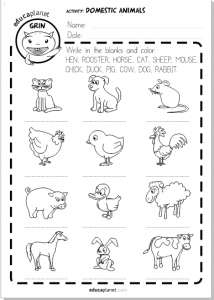 domestic animals printable worksheet free 