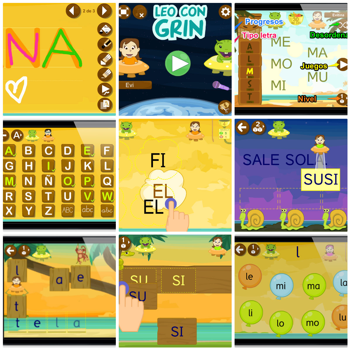 APRENDER A LEER 1: app Leo con Grin en y EDUCAPLANET APPS