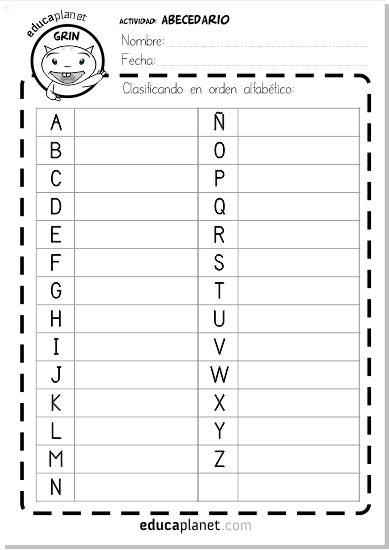 abecedario orden alfabetico base