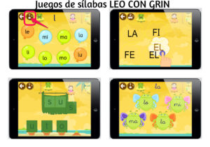 Juegos sílabas directas Leo con Grin