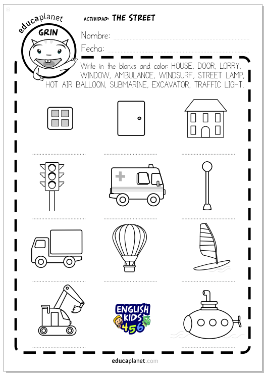 street vocabulary worksheet preschool educaplanet