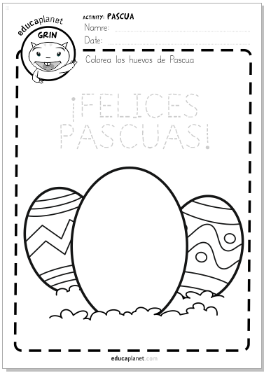 ficha huevo semana santa pascua colorea educaplanet