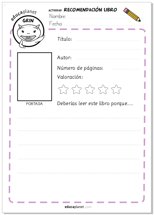 RECOMENDACIONES LIBROS - FICHA GRATIS INFANTIL EDUCAPLANET APPS
