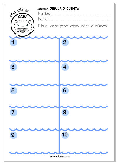 contar peces huella educaplanet fichas matemáticas gratis
