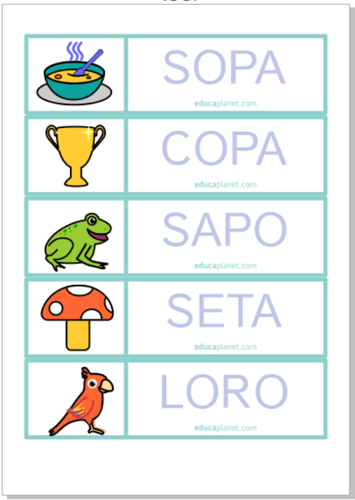 Sucio excusa plantador VOCABULARIO PALABRAS 4 LETRAS FICHA EDUCAPLANET GRATIS EDUCAPLANET APPS