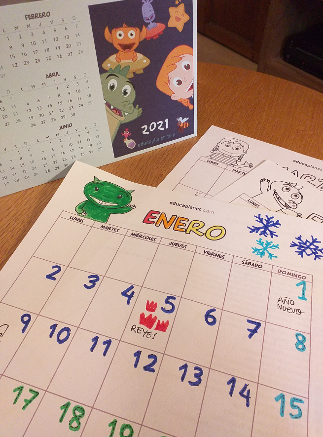 Calendario imprimible gratis 2021 Educaplanet