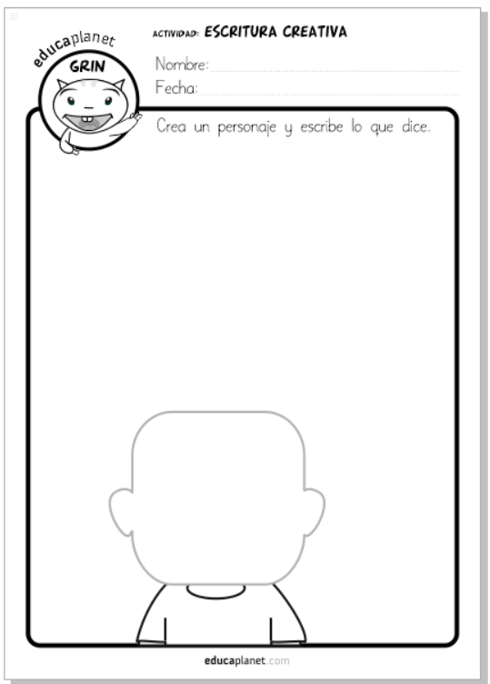 Crea el personaje y escribe lo que dice en los globos