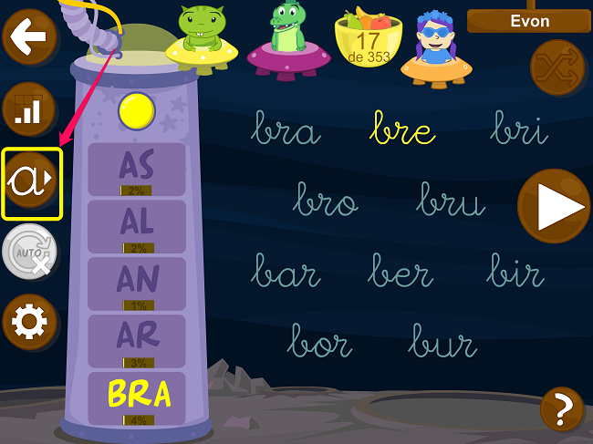 Aplicación aprender a leer sílabas trabadas R 