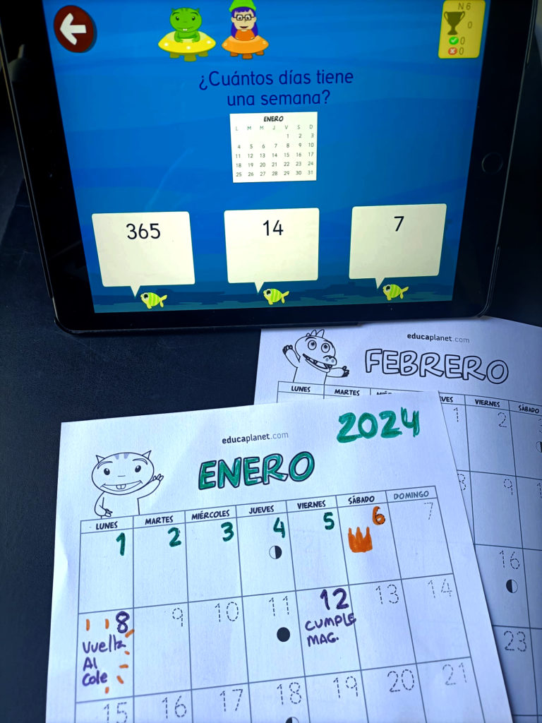 Calendario 2024 imprimible infantil Gratis 