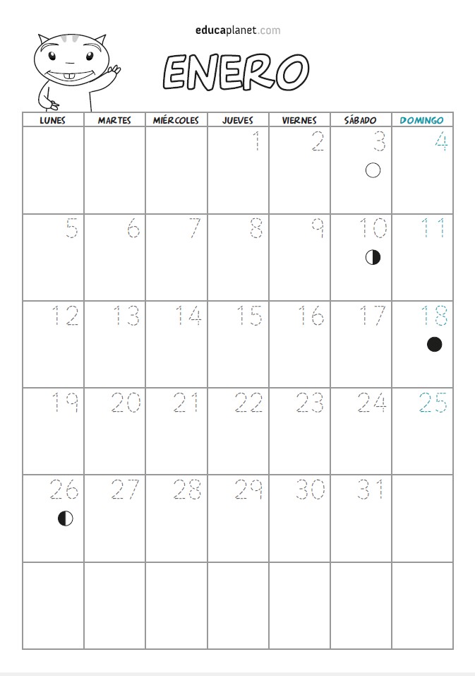 calendario infantil anual 2025 GRATIS