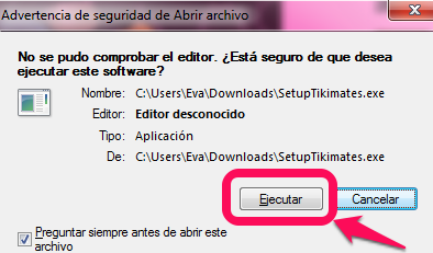 Aviso Descarga